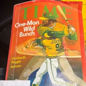 TIME Magazine Cover Featuring Reggie Jackson - Bright Yellow & Red Artwork